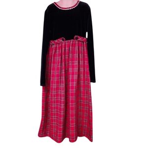 Elegant Black and Red Plaid Kids Formal Dress